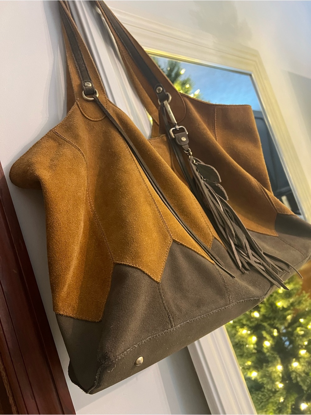 HOBO Two-Tone Suede & Leather Hobo bag - Picture 6 of 13